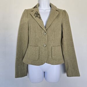 Old Navy Herringbone Wool‎ Blend Embellished Blazer Size S Preppy Academia Fall